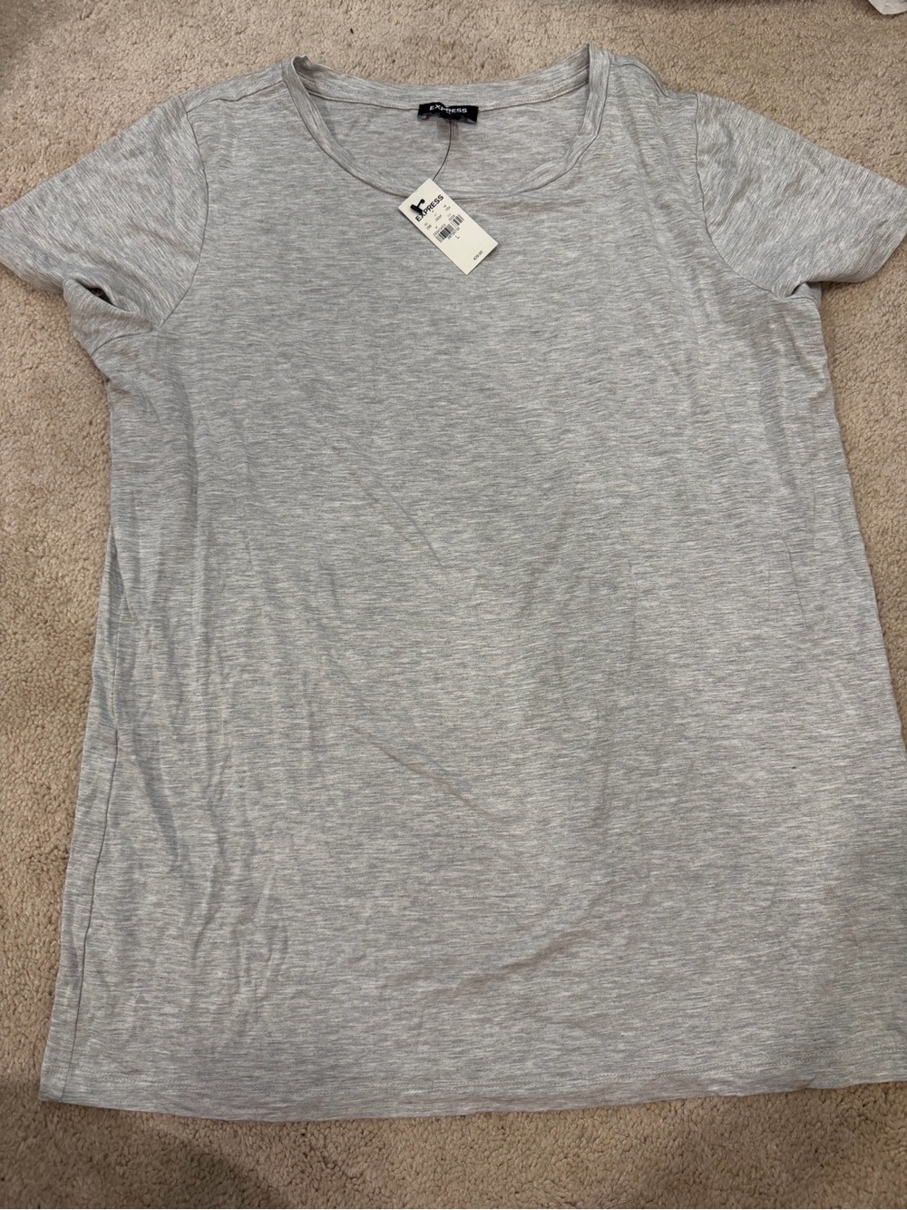 NWT Express Short-Sleeve Crewneck Tee - Light Gray Large